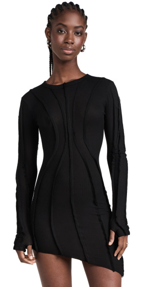Sami Miro Vintage - Asymmetric Long Sleeve Mini Dress Black XS