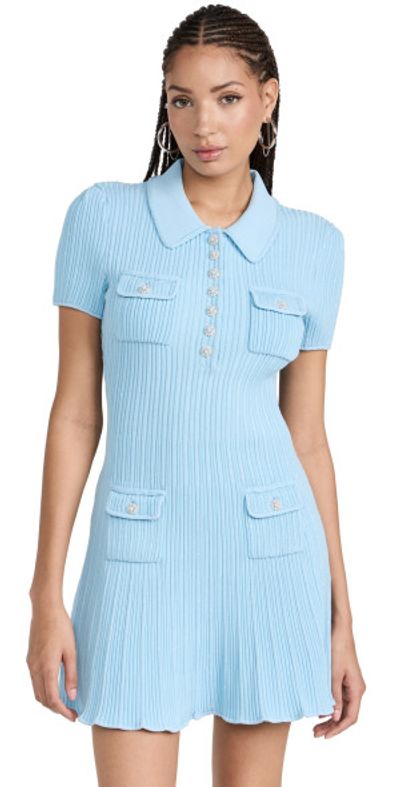 Sequin Blue Knit Mini Dress Self Portrait Blue Sequin Knit Mini Dress Blue M
