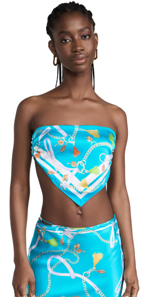 Nasty Gal Bandana Top Satin Bandana Scarf Top Berri Printed Satin