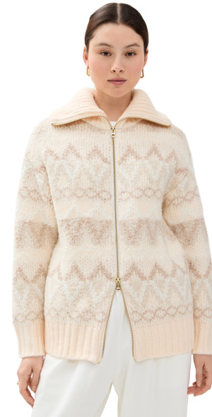 Varley - Brooke Fair Isle Knit Jacket Ivory Mountain Fairisle XXS