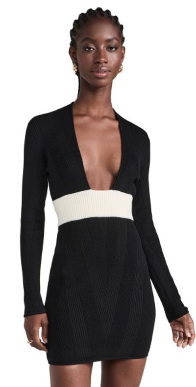 Victor Glemaud - U Front Long Sleeve Mini Dress Black L Victor Glemaud - U Front Long Sleeve Mini Dress Black L