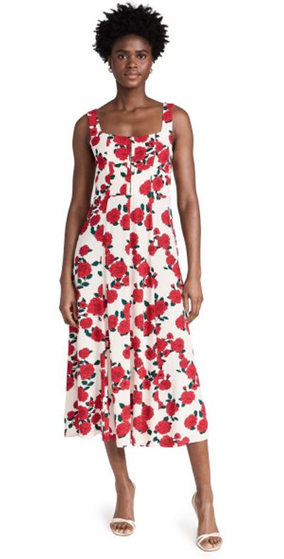 wayf red dress WAYF Josefina Midi Dress