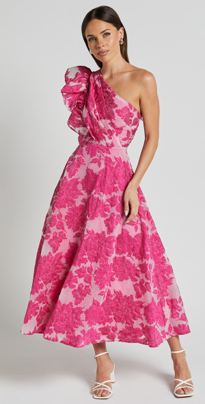 Showpo - Alfreda Midi Dress - One Shoulder Ruffle Detail Brailey