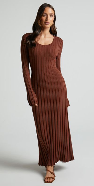 chocolate brown long sleeve midi dress Petal and Pup Women's Brydie Long Sleeve Midi Dress main image 0