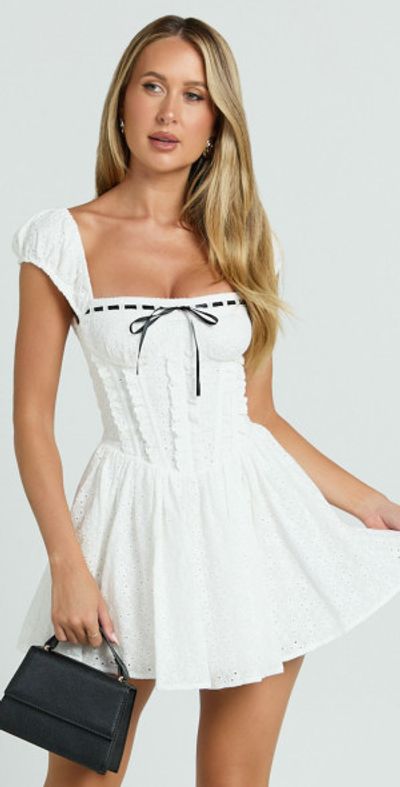 green emerald velvet dress Aristos Cap Sleeve Mini Dress Off White main image 0