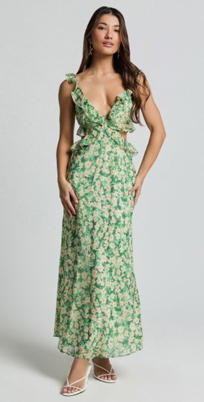 strapless long green dress Rosalind Midi Dress in Moss main image 1