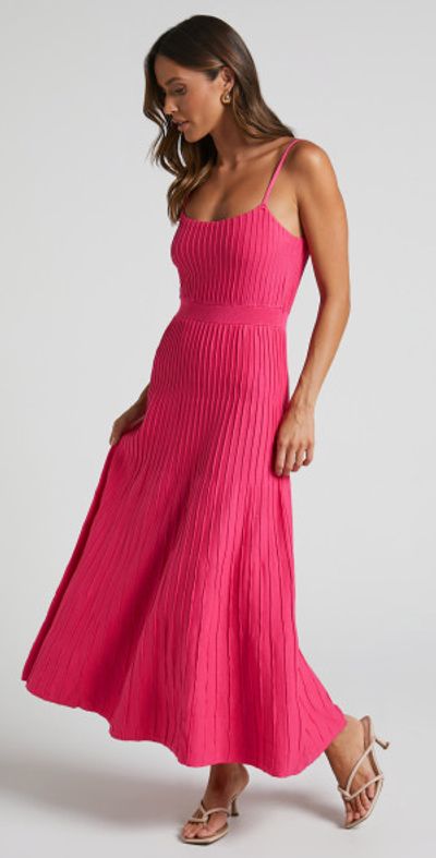 fitted lace wedding dress SSYS Ruthie Contrast Knit Dress In Red Pink main image 0