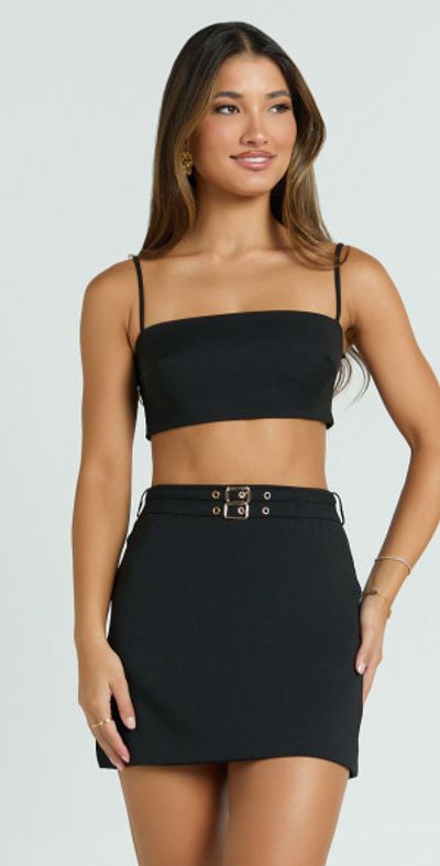 Micro Top Set Showpo - Janelle Two Piece Set - Micro Crop Top and Belted Mini Skirt ...