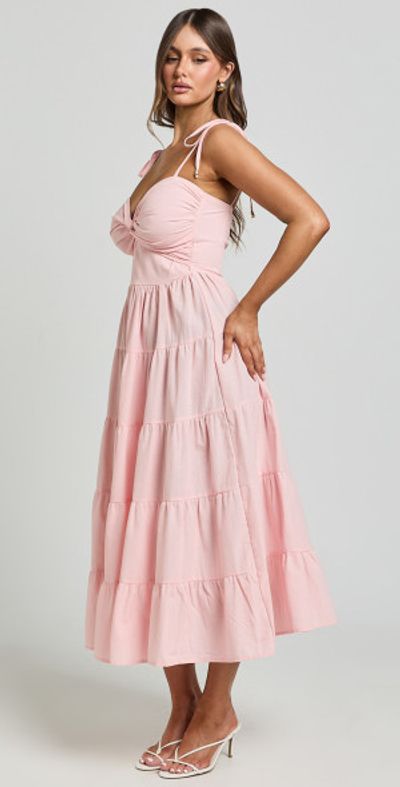 fashion nova white elegant dresses Lady Black Tie - Caught In The Rain Halter Midi Dress - Soft Pink