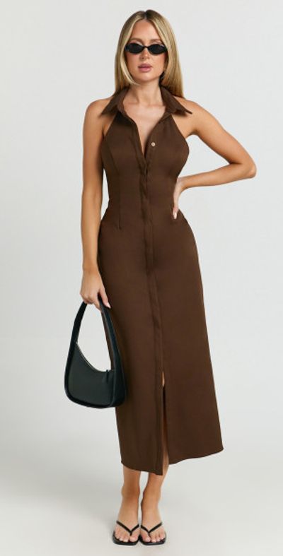 showpo brown midi dress showpo dress