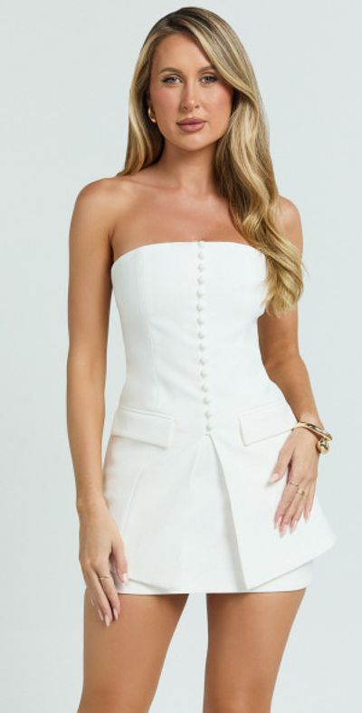 Showpo Monroe Two Piece Set Strapless Button Down Longline