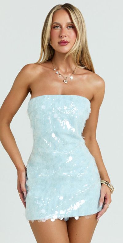 baby blue sequin dress Caprina Sequin Mini Dress | Light Blue | Womens