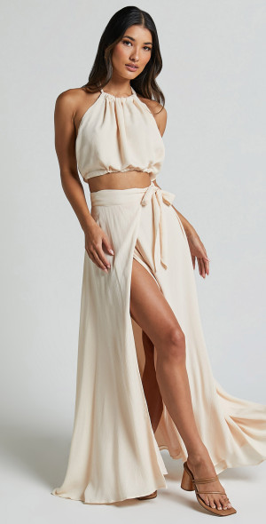 Showpo Wenalyn Two Piece Set Halter Neck Crop Top and Thigh