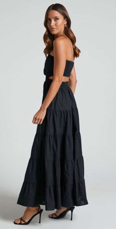 white christmas dresses Shop Red Broad Neck Waist Cut Out Tiered Flared Maxi Dress - for Women |  OUTZIDR