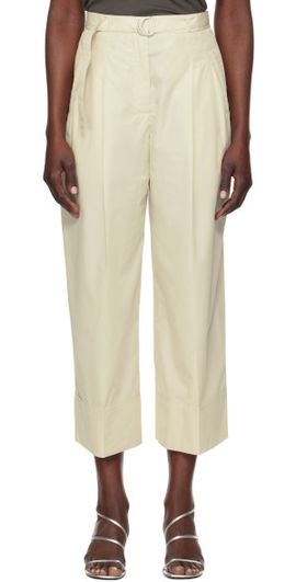 3.1 Phillip Lim 3.1 Phillip Lim Off-White Double Pleat Wide Cropped Trousers