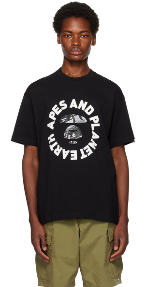 AAPE by A Bathing Ape - Black 'Apes And Planet Earth' T-Shirt