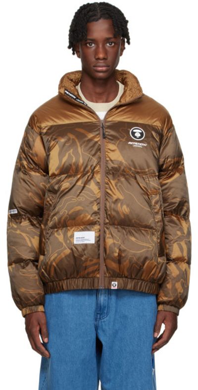 AAPE by A Bathing Ape - Brown Printed Down Jacket
