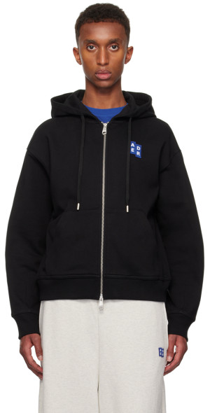 ADER error - Black TRS Tag 02 Zip-Up Hoodie