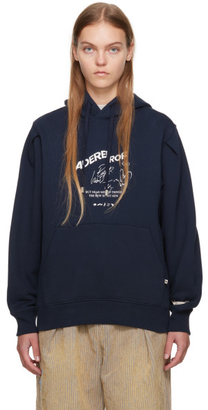 ★ADERERROR★ Caner logo hoodie Navy ADER AderSpace # Shop #