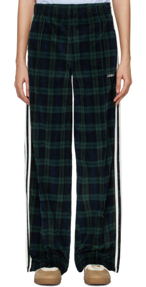 adidas Originals - Green & Navy Corduroy Tartan Wide Leg
