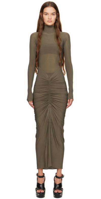 ALAÏA ALAÏA Brown Draped Jersey Maxi Dress