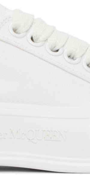 Baskets Alexander McQueen Deck Plimsol Blanc Noir - Taille 10.5 US / 44 EU - NEUF