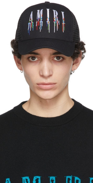 AMIRI - Black Paint Drip Core Logo Trucker Cap