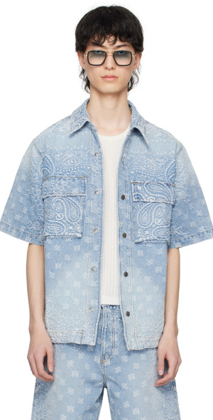 ヨ*リ様 AMIRI 24SS バンダナジャガードデニム半袖シャツ AMIRI Bandana Jacquard Short Sleeves Denim Shirt | italist, ALWAYS