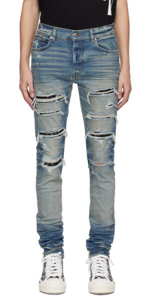 AMIRI - Blue Sequin Thrasher Jeans