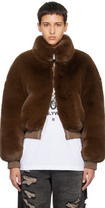 AMIRI - Brown Cropped Faux-Fur Jacket