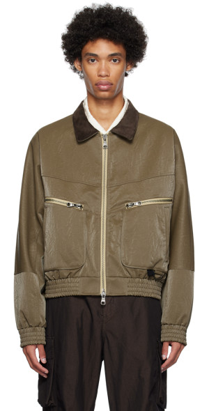 Andersson Bell - Khaki New Ortega 23 Faux-Leather Bomber Jacket