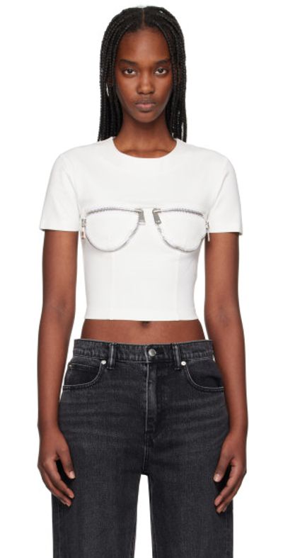 AREA AREA White Zipper Bustier Cup T-Shirt