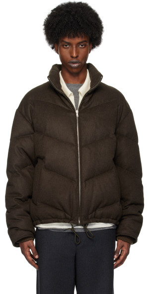 AURALEE - Brown Baby Camel Flannel Down Jacket