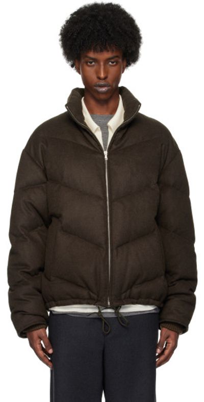 AURALEE - Brown Baby Camel Flannel Down Jacket