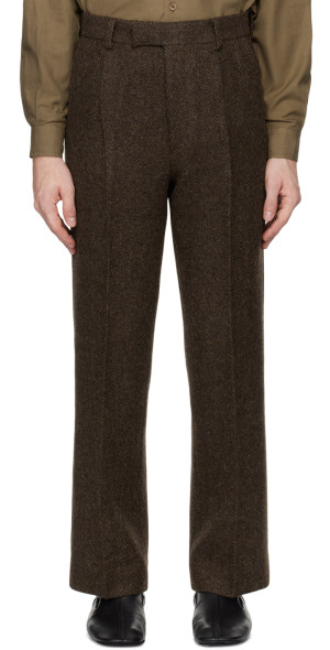 スーツ auralee LAMA SHETLAND WOOL TWEED SLACKS Auralee Lama Shetland Wool Tweed Slacks pants - Khaki Tweed