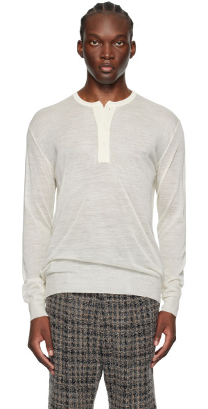 AURALEE - Off-White Button Henley