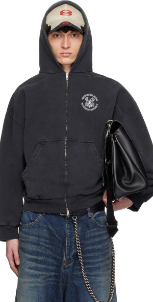 Balenciaga - Black Key Crest Molleton Archetype Zip-Up Hoodie