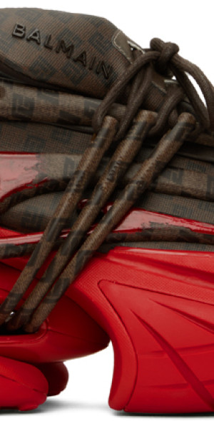 Balmain Brown Red Unicorn Sneakers
