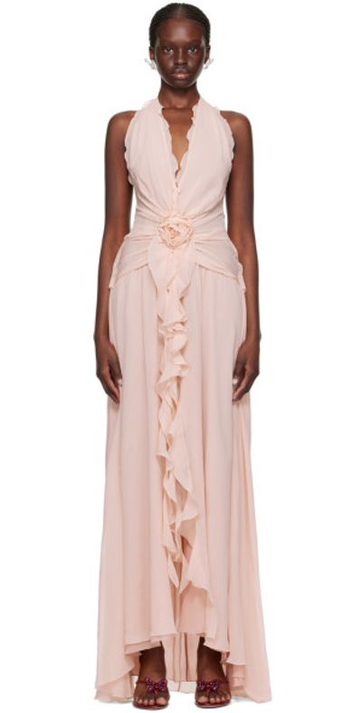 blumarine brown butterfly dress Brown Maxi Feminine Dress – SYLESI main image 1