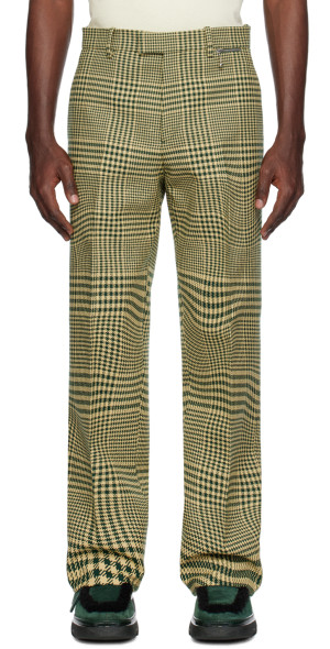Burberry - Green Warped Houndstooth Trousers