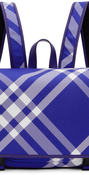 バーバリー リュック チェック柄 キッズ ネイビー ブルー Burberry - Kids Blue Check Messenger Backpack