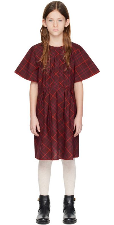 Burberry Kids Purple Pleated Check Dress