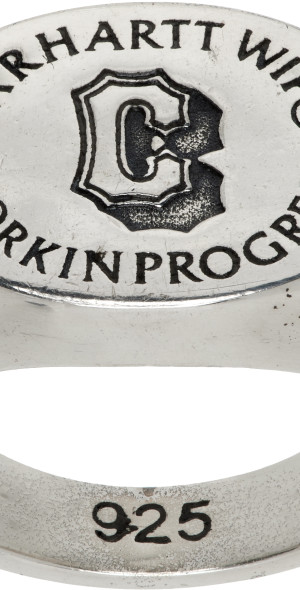 Carhartt Work In Progress Silver Varsity Signet Ring