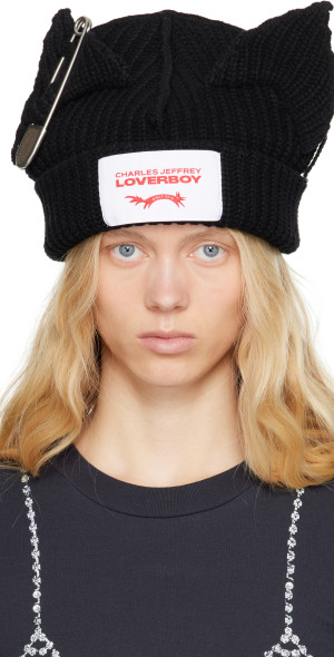 Charles Jeffrey LOVERBOY - Black Chunky Punk Ears Beanie
