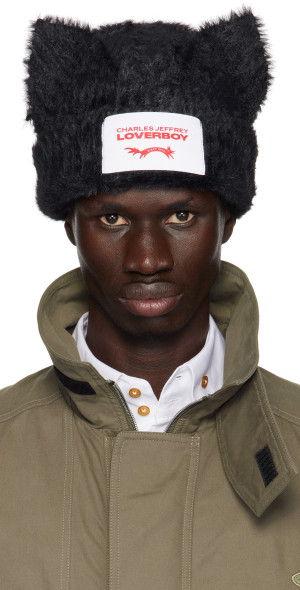 Charles Jeffrey LOVERBOY - Black Fluffy Chunky Ears Beanie