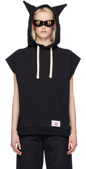 Charles Jeffrey LOVERBOY - Black Sleeveless Label Ears Hoodie