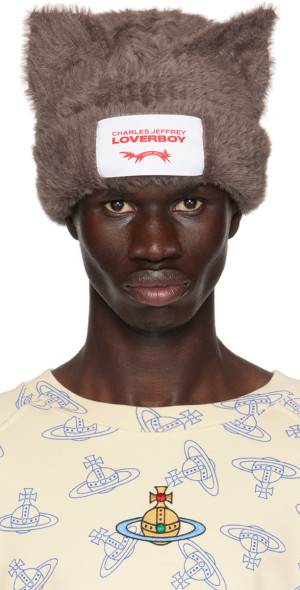 夜*々様 CHARLES JEFFREY LOVERBOY CHUNKY BEA Charles Jeffrey LOVERBOY - Brown Fluffy Chunky Ears Beanie