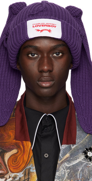 帽子 Charles Jeffrey LOVERBOY CHUNKY RABBIT Charles Jeffrey Loverboy Wool Chunky Rabbit Beanie - Black