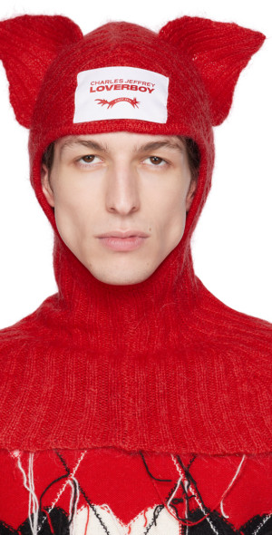 charlesjeffreyloverboy ear balaclavaニット Charles Jeffrey LOVERBOY - Red Chunky Ears Balaclava