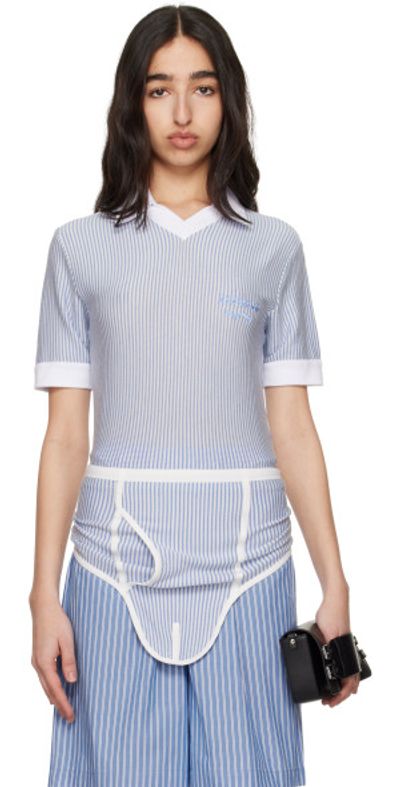 Charles Jeffrey LOVERBOY Charles Jeffrey LOVERBOY White & Blue Cheeky Onesie Bodysuit
